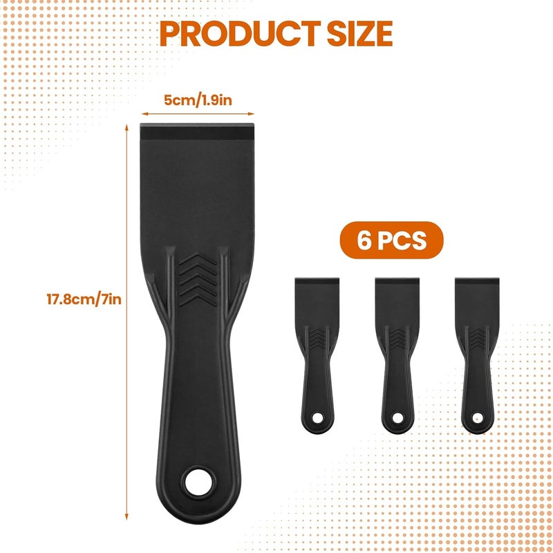 OXDFK 6 PCS Plastic Putty Knife, 2 Inch Black Flexible Putty Knife Scraper, Used for Repairing Walls, Pasting Plaster, Scraping Putty Plastic Putty Knife Scraper - Image 2